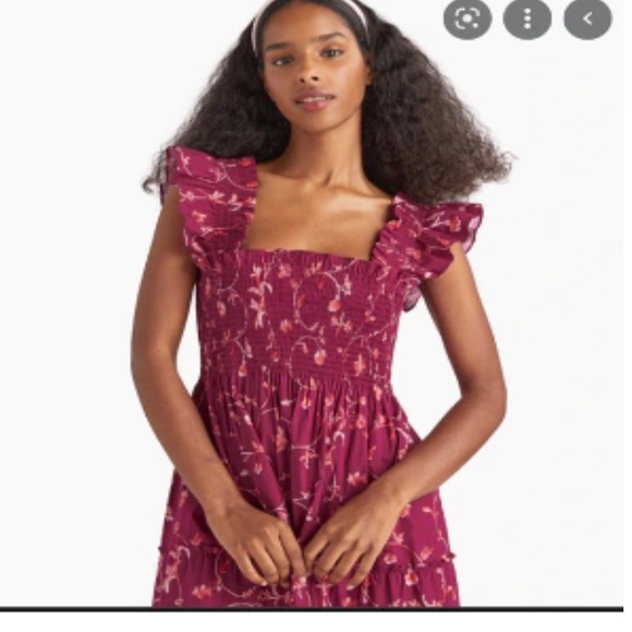 NWT HILL HOUSE Ellie Nap Dress Burgundy Botanical - Picture 5 of 15